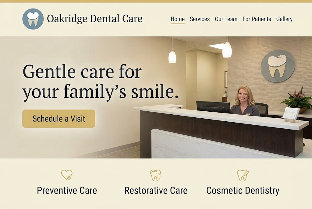 Fictional dental practice website after concept